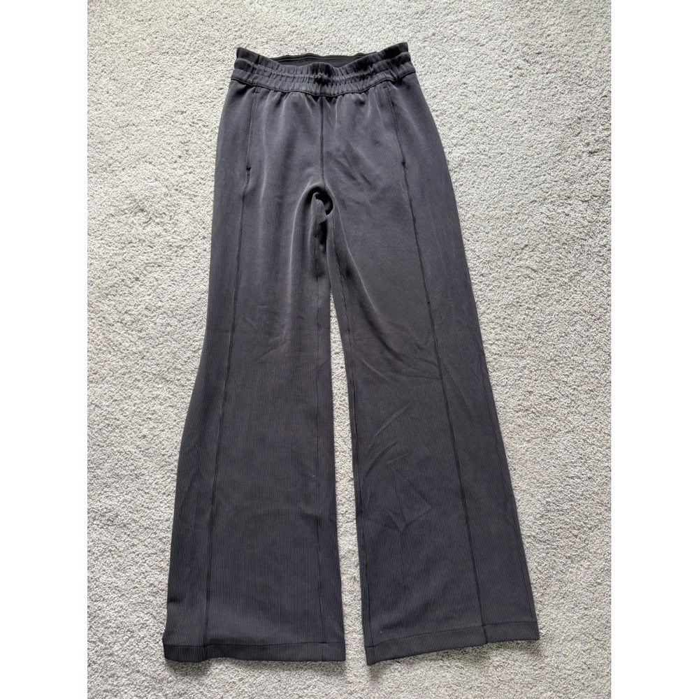 Lululemon Softstreme Ribbed High-Rise Wide-Leg Pant Grey Size 6 32"LW5FAGS